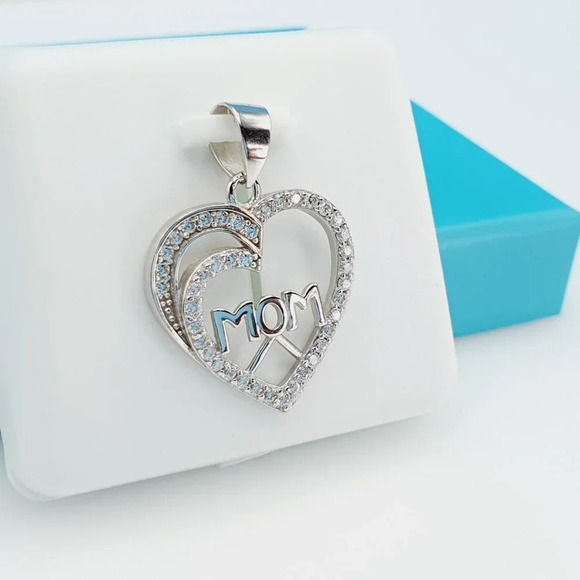 925 Sterling Silver CZ Beautiful Mom Pendant for Women, 1USPAR4089 - Picture 1 of 11